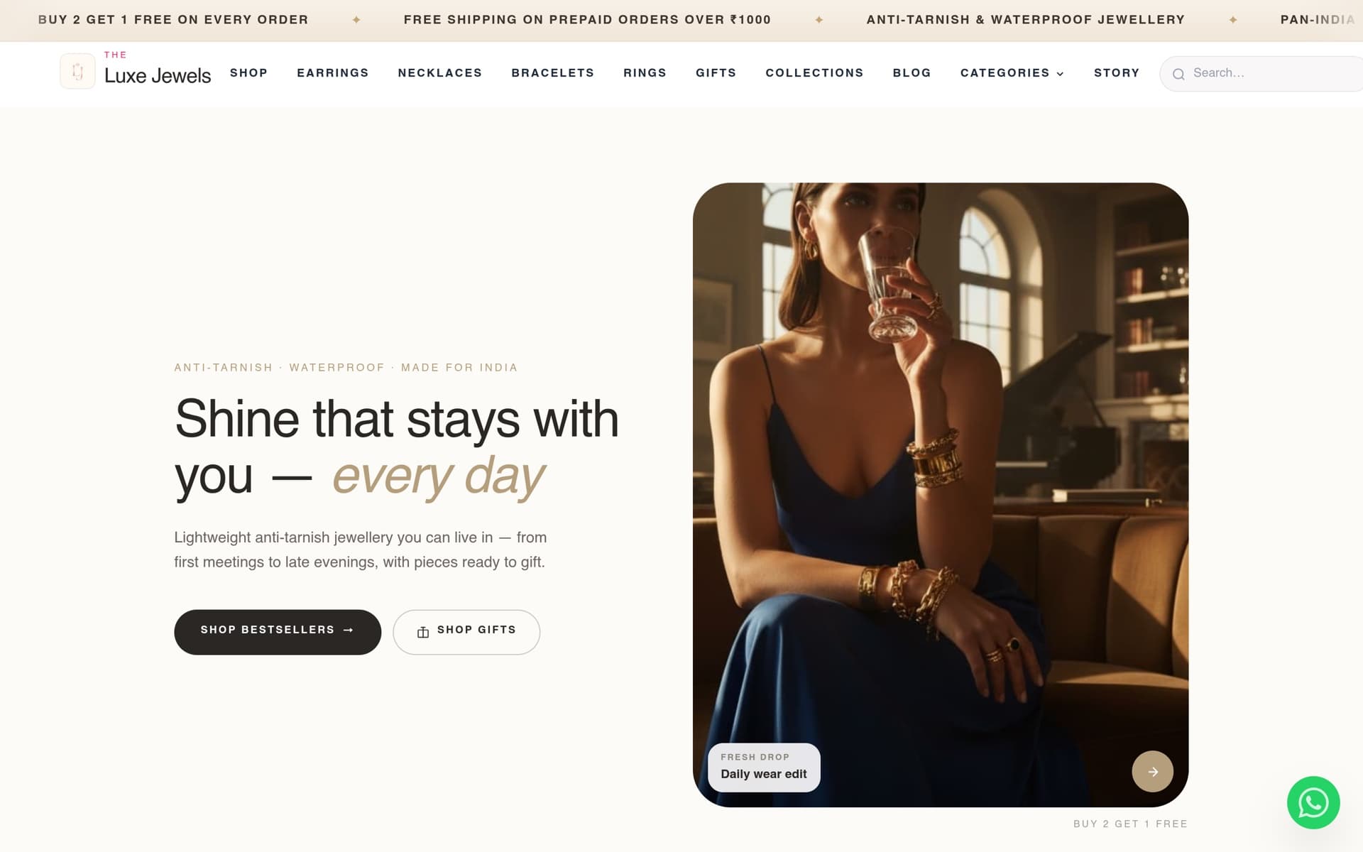 The Luxe Jewels live homepage